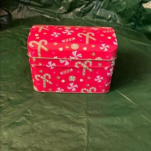 Red Candy Cane Tin Box